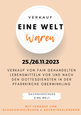 Banner Weltwarenverkauf in Niederwinkling