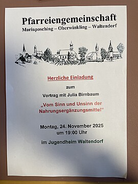Banner Vortrag "Vom Sinn und Unsinn der Nahrungsergänzungsmittel"