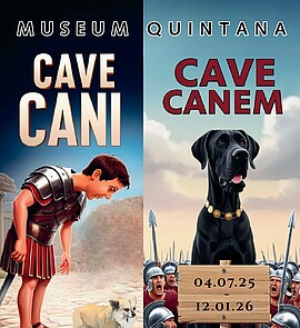 Banner öffentliche Führung in der Sonderausstellung "CAVE CANI, CAVE CANEM"
