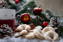 Banner Glühwein- und Lebkuchenverkauf