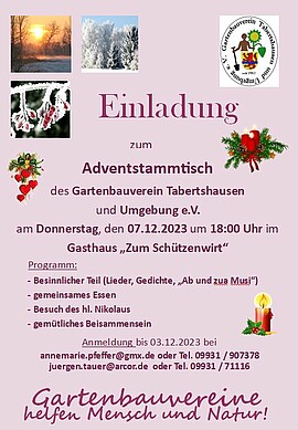 Banner Gartenbauverein Tabertshausen - Adventstammtisch mit Nikolausbesuch