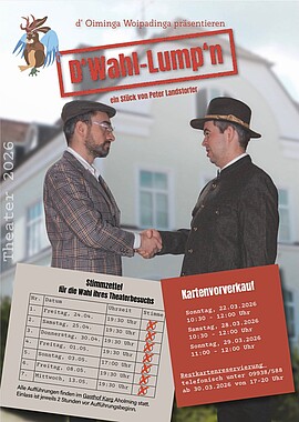 Banner Kartenvorverkauf für Theater 2026 - D' Wahl-Lump'n