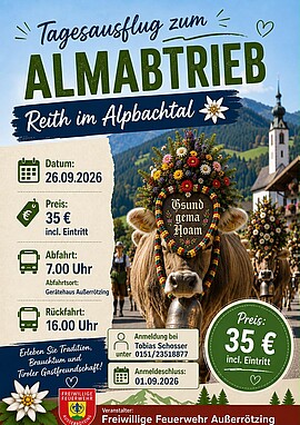 Banner Tagesausflug zum Almabtrieb