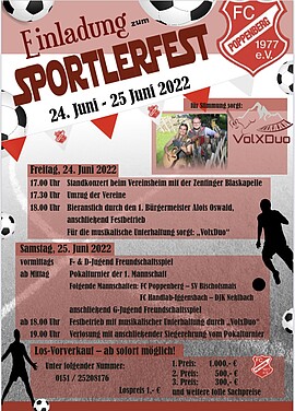 Banner Sportlerfest des FC Poppenberg am 24.6 und 25.6.2022