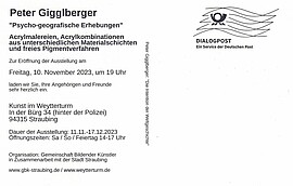 Banner Peter Gigglberger: "Psycho-geografische Erhebungen" - Acrylmalereien, Acrylkombinationen, freies Pigmentverfahren