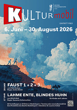 Banner Kulturbühne Flintsbach: Das KULTURmobil des Bezirks Niederbayern kommt mit zwei Aufführungen!