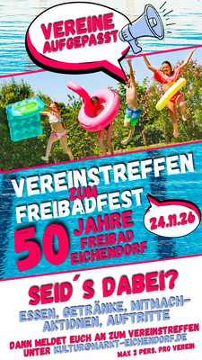 Banner Vereinstreffen zum Freibadfest - 50 Jahre Freibad Eichendorf