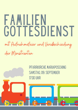 Banner Familiengottesdienst mit Ministrantenaufnahme - und Verabschiedung
