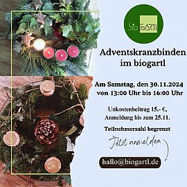 Banner Adventskranzbinden im biogartl