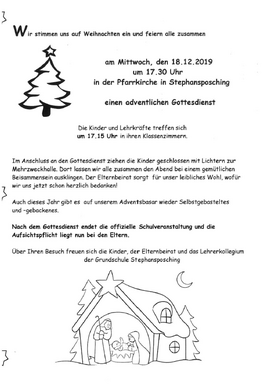 Banner Adventlicher Gottesdienst mit anschließender kleiner Feier