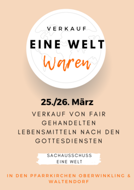 Banner Weltwarenverkauf in Niederwinkling und Waltendorf