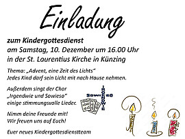 Banner Kindergottesdienst gestaltet vom Chor: „Irgendwie und Sowieso“