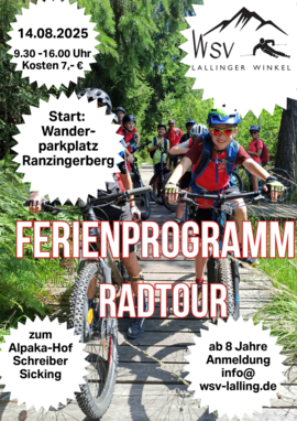 Banner Ferienprogramm Radltour mit dem WSV Lalling